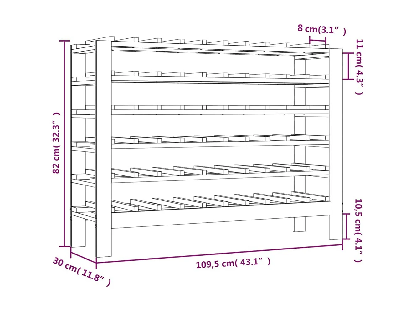 Weymouth  Casier à vin 109,5x30x82 cm Bois de pin massif