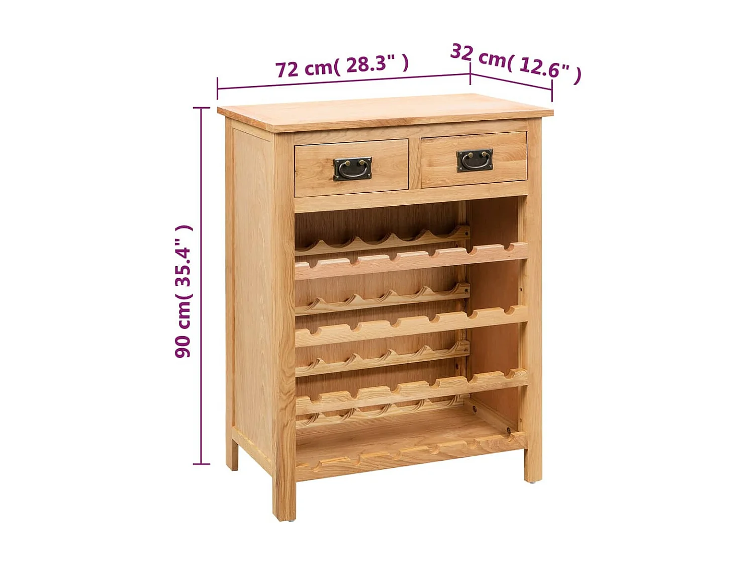 Lawrence John  Weinschrank 72x32x90 cm Massivholz Eiche