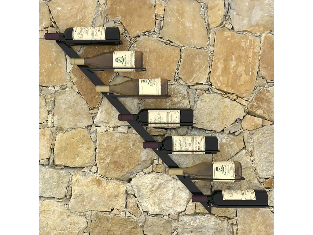 Città di Castello  Casier à bouteilles mural pour 7 bouteilles Noir Métal