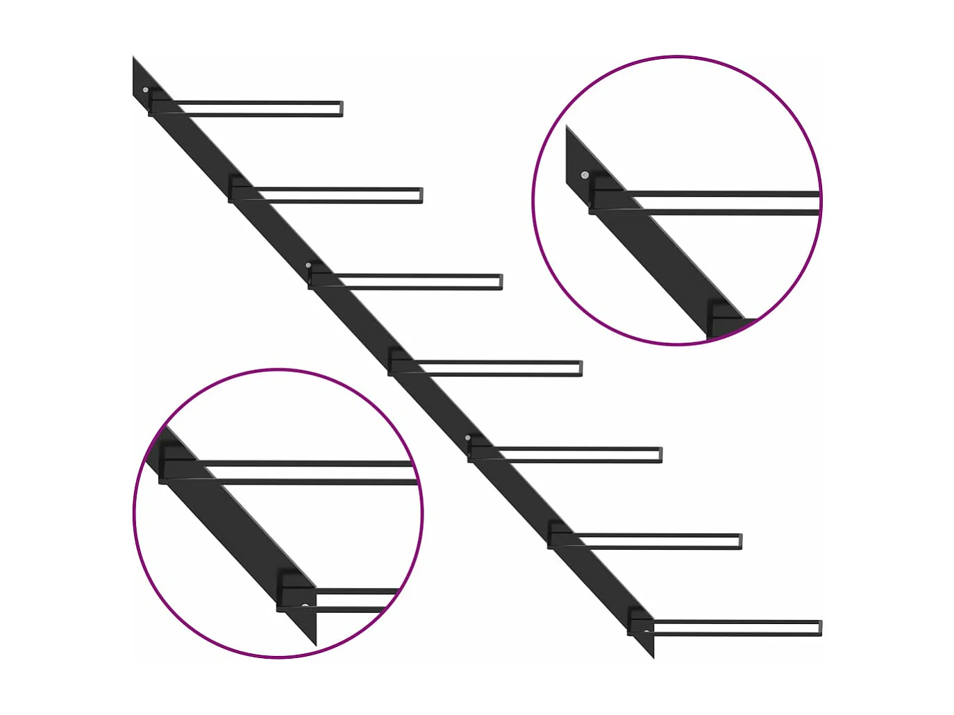 Città di Castello  Wand-Weinregal für 7 Flaschen Schwarz Metall