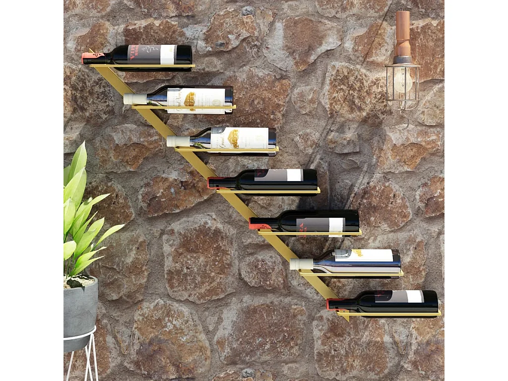 Città di Castello  Wand-Weinregal für 7 Flaschen Golden Metall