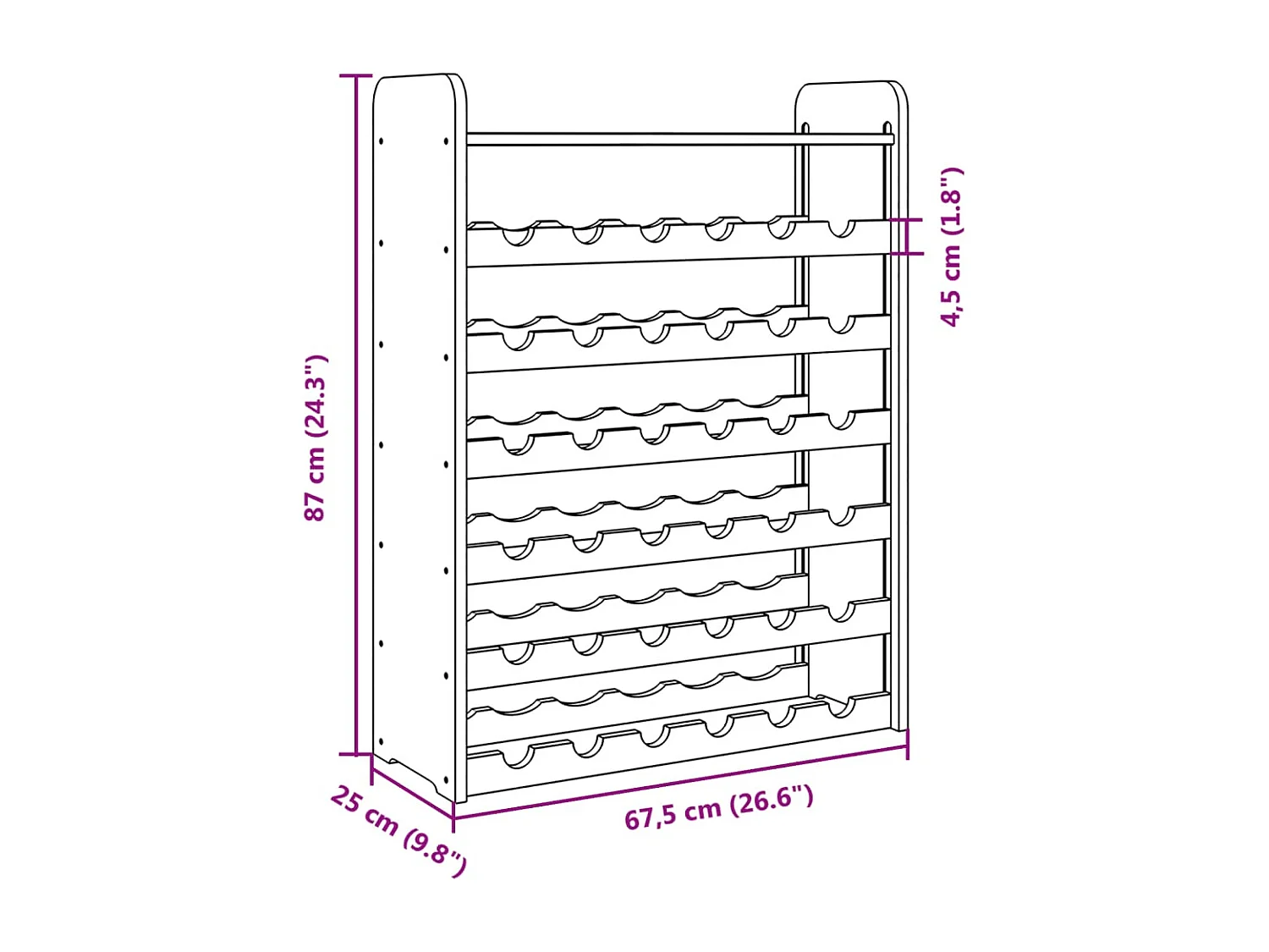 Eldon  Casier à vin et panneau supérieur 67,5x25x87 cm bois pin massif