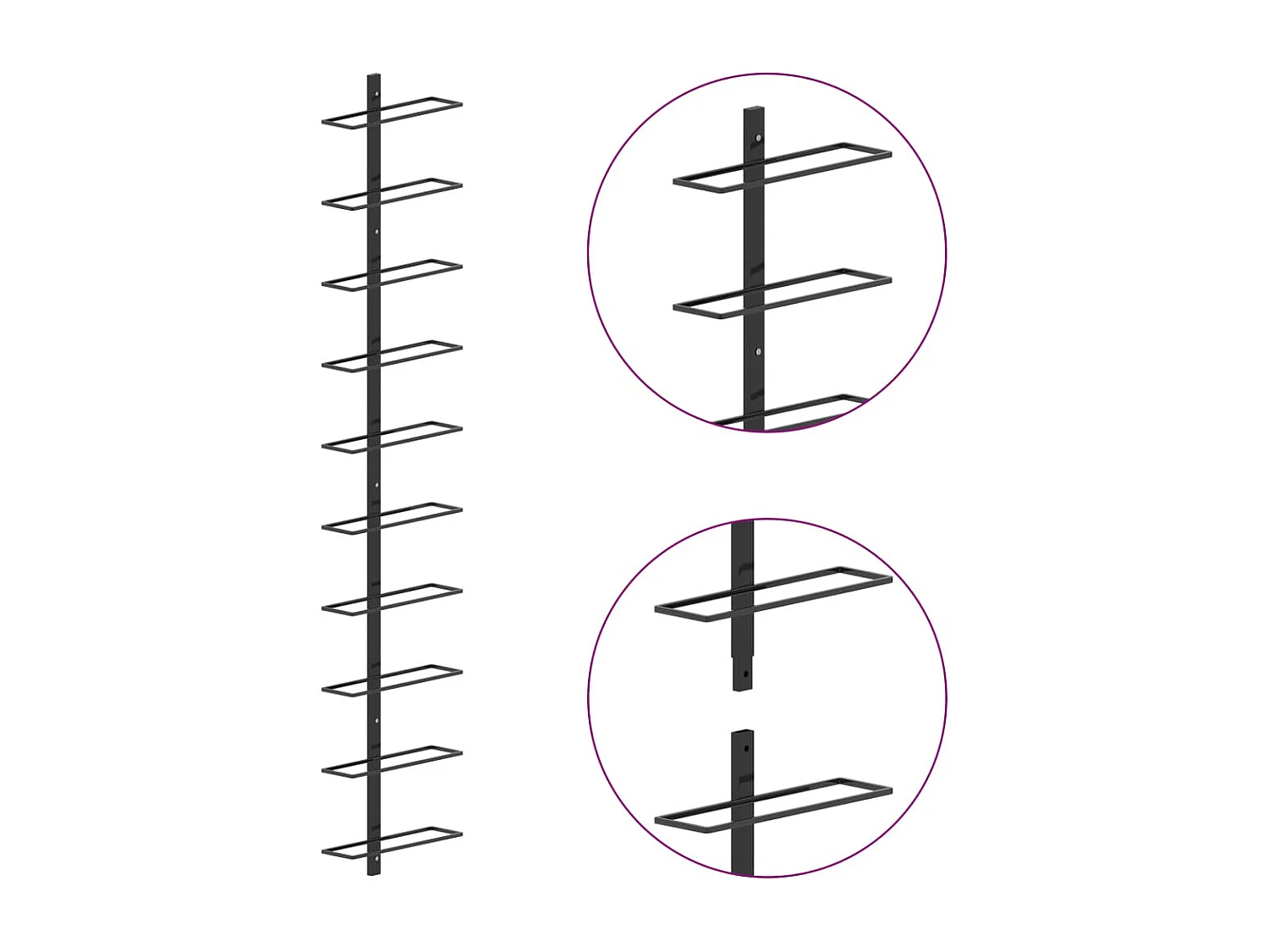 Belfield  Botellero de pared para 10 botellas metal negro