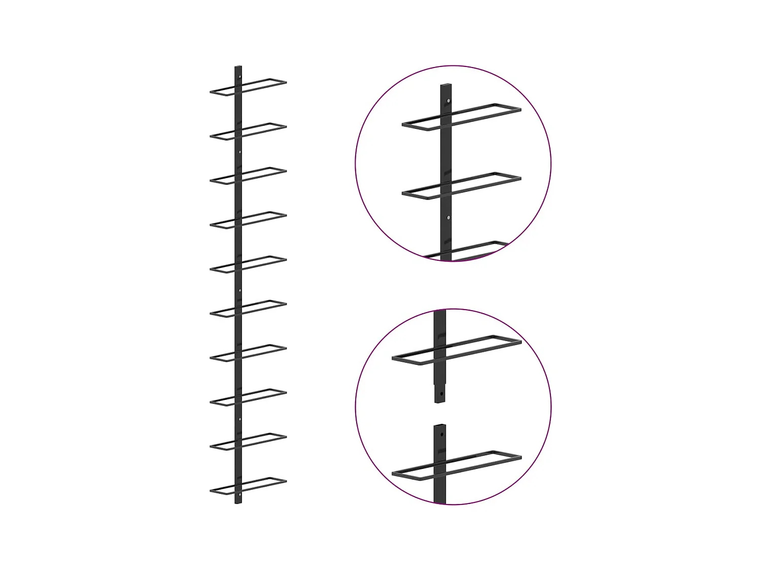 Belfield  Wijnrek voor 10 flessen wandmontage metaal zwart