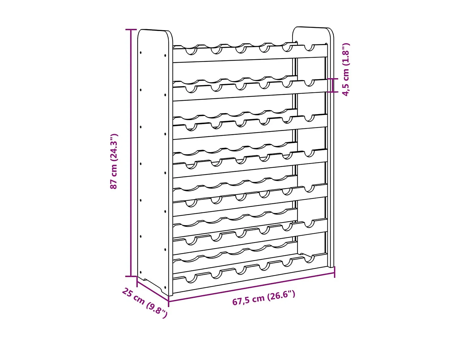 Eldon  Wijnrek 67,5x25x87 cm massief grenenhout