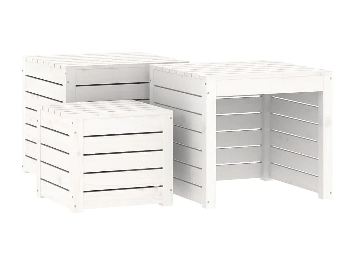 Violeta  3-delige Tuinboxset massief grenenhout wit