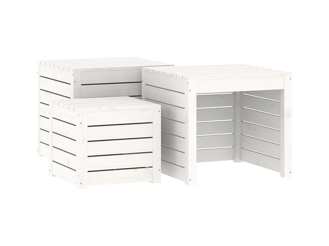 Violeta  Ensemble de boîtes de jardin 3 pcs blanc bois de pin massif