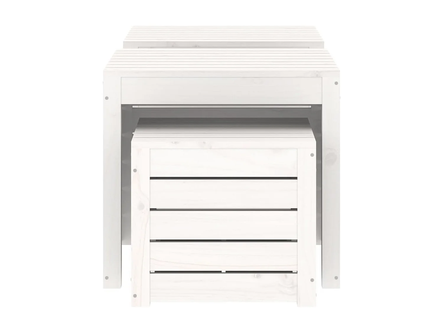 Violeta  Set Cassette da Giardino 3 pz Bianco in Legno Massello di Pino