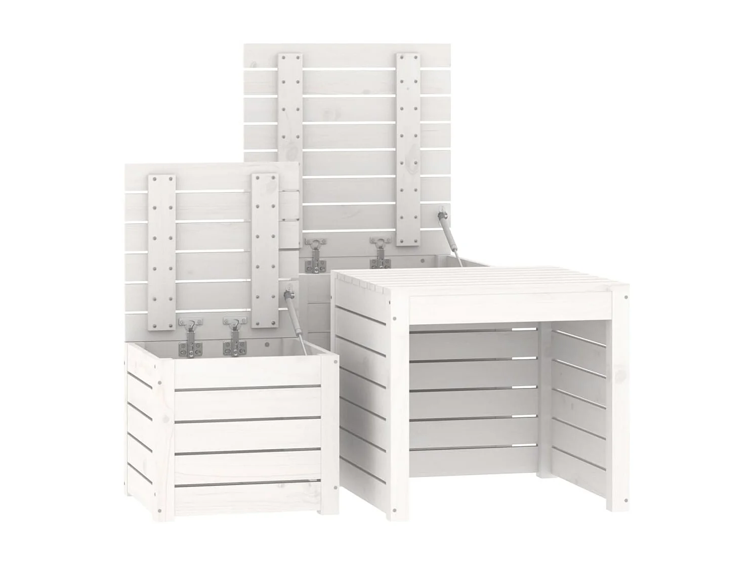 Violeta  Set Cassette da Giardino 3 pz Bianco in Legno Massello di Pino