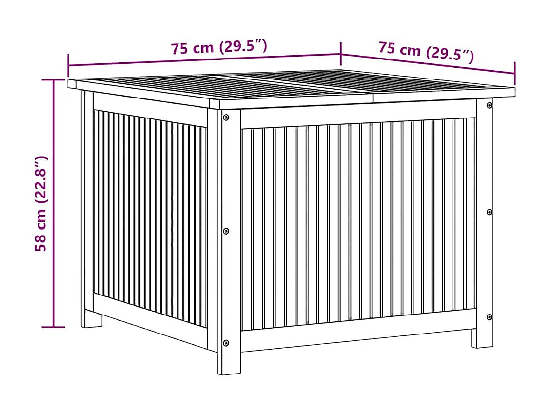 Frederique  Gartenbox 75x75x58 cm Massivholz Akazie