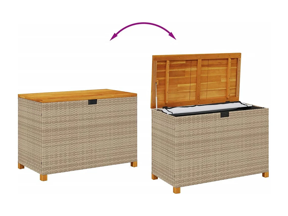 Lysja  Boîte de rangement de jardin beige résine tressée bois d'acacia