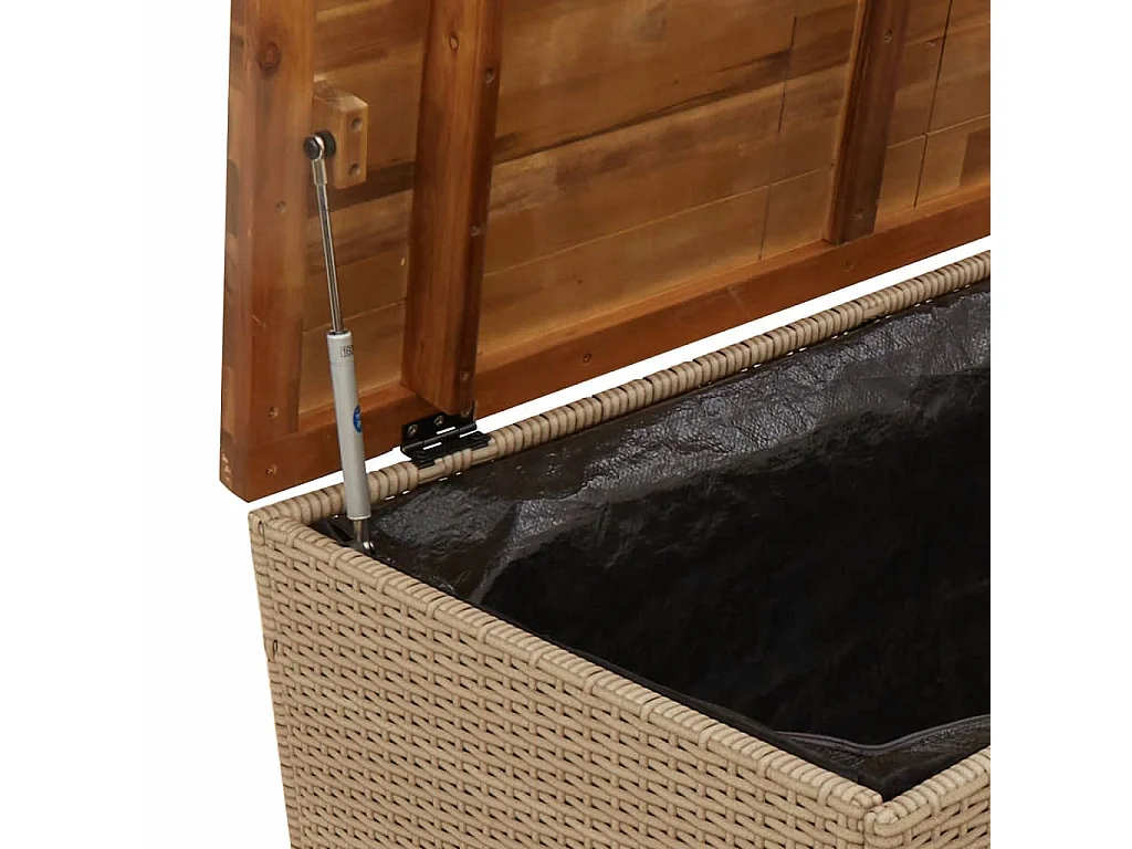 Lysja  Boîte de rangement de jardin beige résine tressée bois d'acacia
