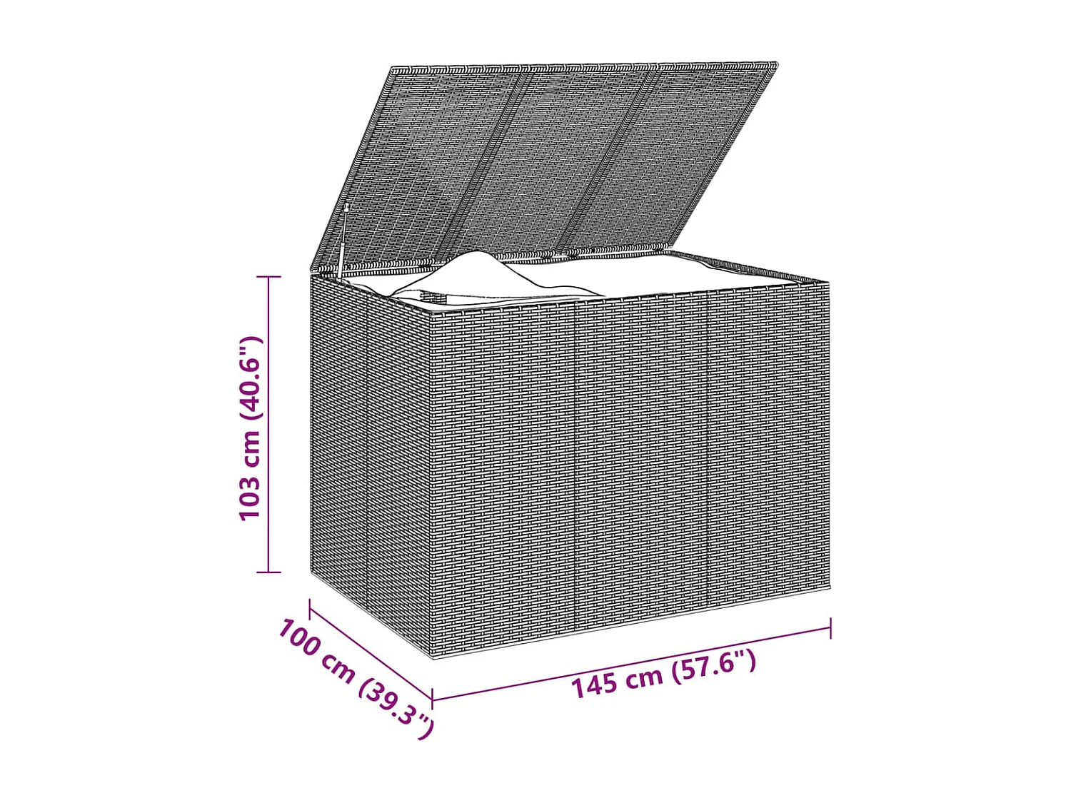 Evans  Tuinbox 145x100x103 cm polyetheen rattan grijs
