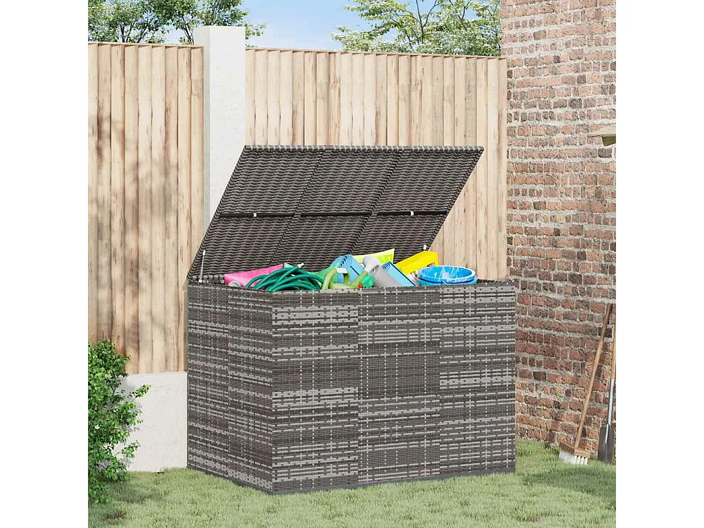 Evans  Boîte à coussins de jardin Résine tressée 145x100x103 cm Gris