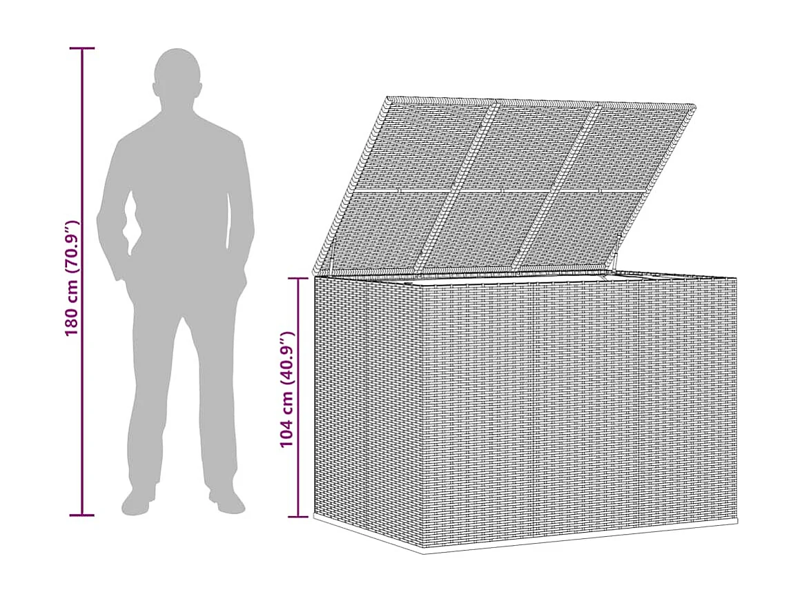 Evans  Boîte à coussins de jardin Résine tressée 145x100x103 cm Gris