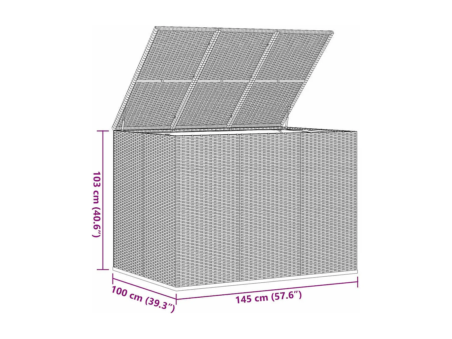 Evans  Tuinbox 145x100x103 cm polyetheen rattan grijs