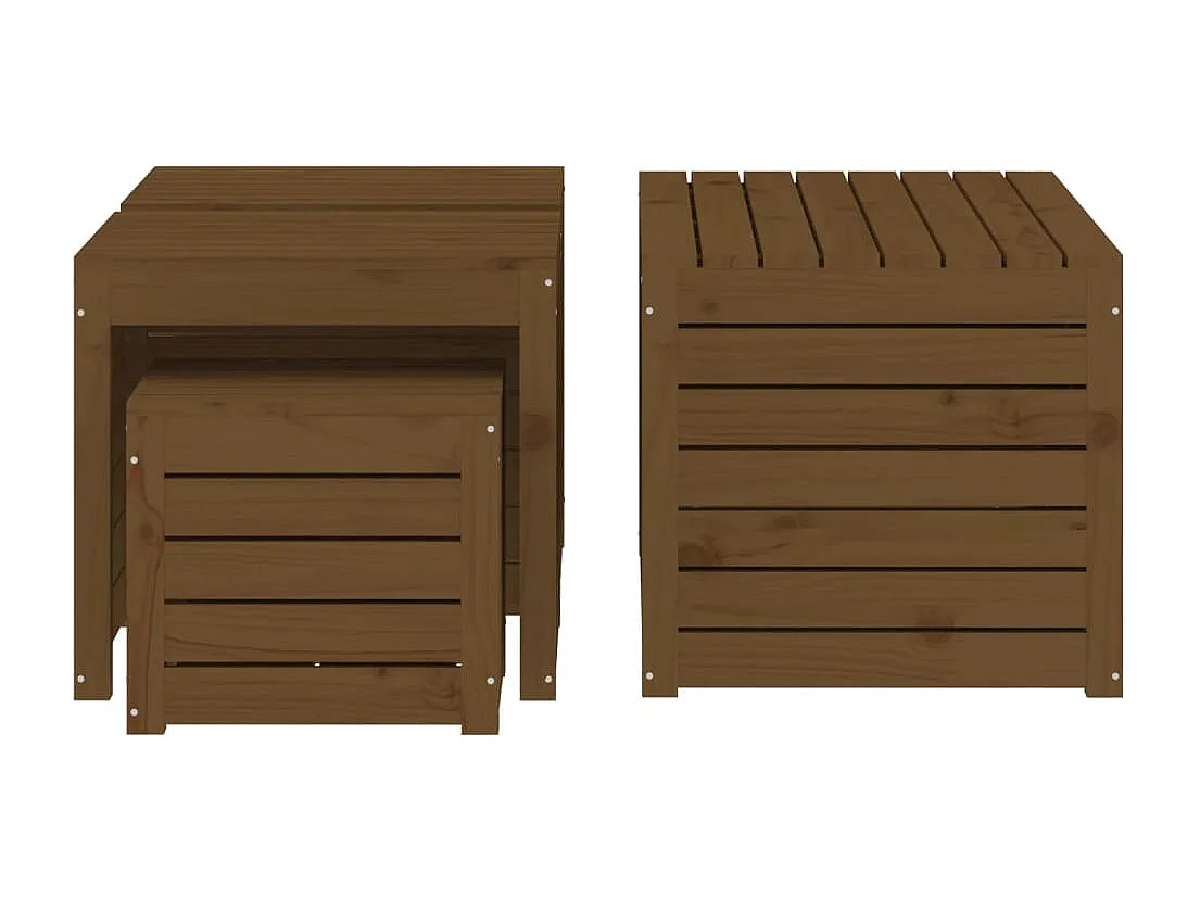 Elaine  Juego cajas de jardín 4 pzs madera maciza pino gris marrón miel