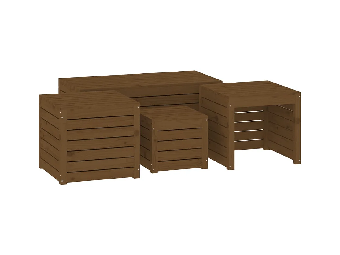 Elaine  4-tlg. Gartenbox-Set Honigbraun Massivholz Kiefer