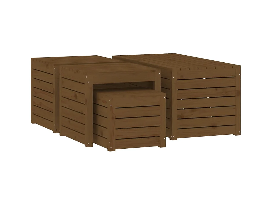 Elaine  Ensemble de boîtes de jardin 4 pcs marron miel bois pin massif