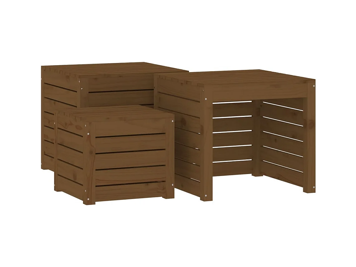 Elaine  Ensemble de boîtes de jardin 4 pcs marron miel bois pin massif
