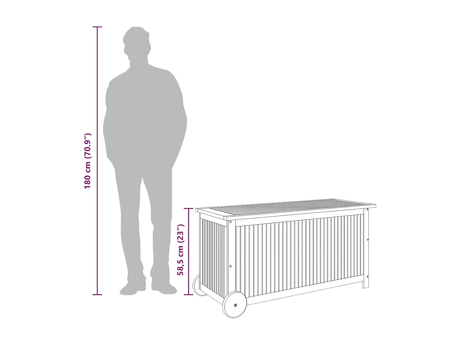 Rautavaara  Tuinbox met wieltjes 113x50x58 cm massief acaciahout
