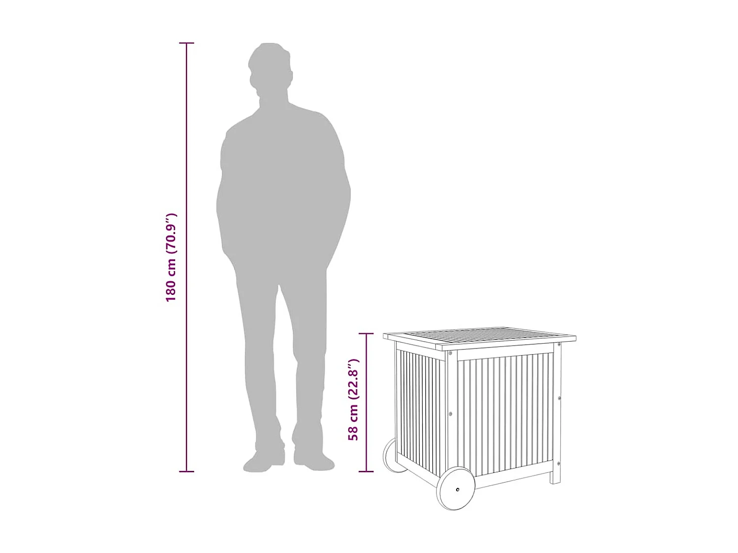 Rautavaara  Tuinbox met wieltjes 60x50x58 cm massief acaciahout