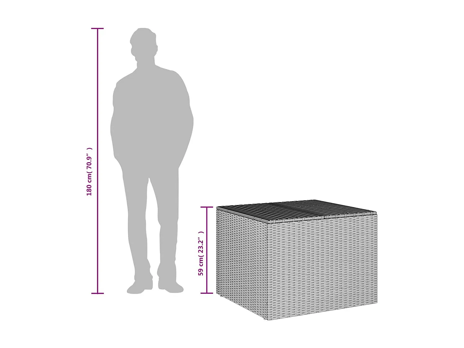 Dorian  Tuinbox 291 L poly rattan zwart