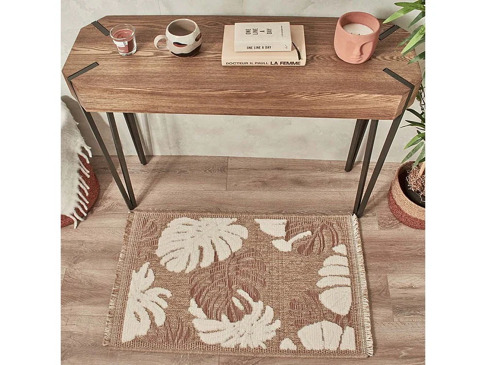 Tapis intérieur extérieur aspect jute terracotta Tijuana 9062 90 x 67 cm