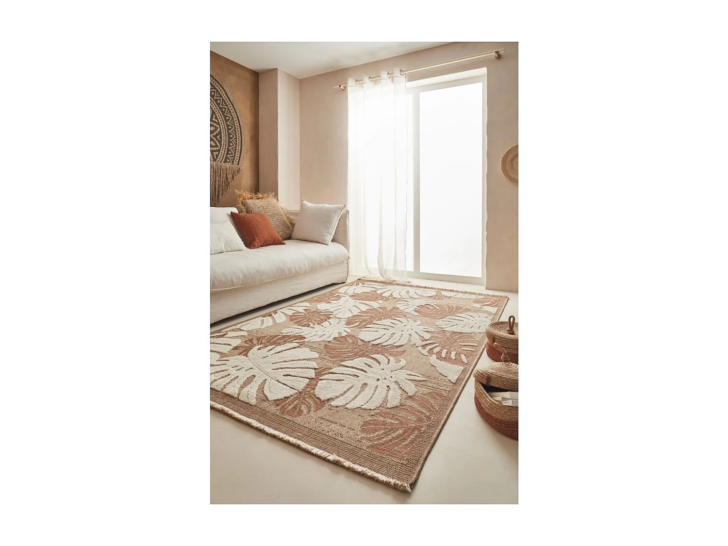 Tapis intérieur extérieur aspect jute terracotta Tijuana 9062 90 x 67 cm