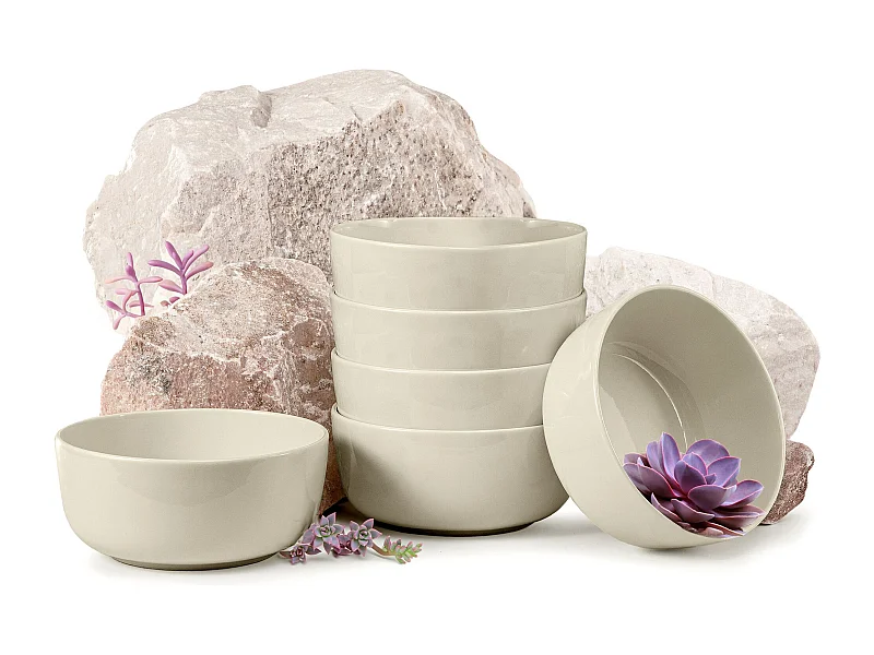 Set de bols 6 personnes 6 pièces - Beige Brillant - VICTO