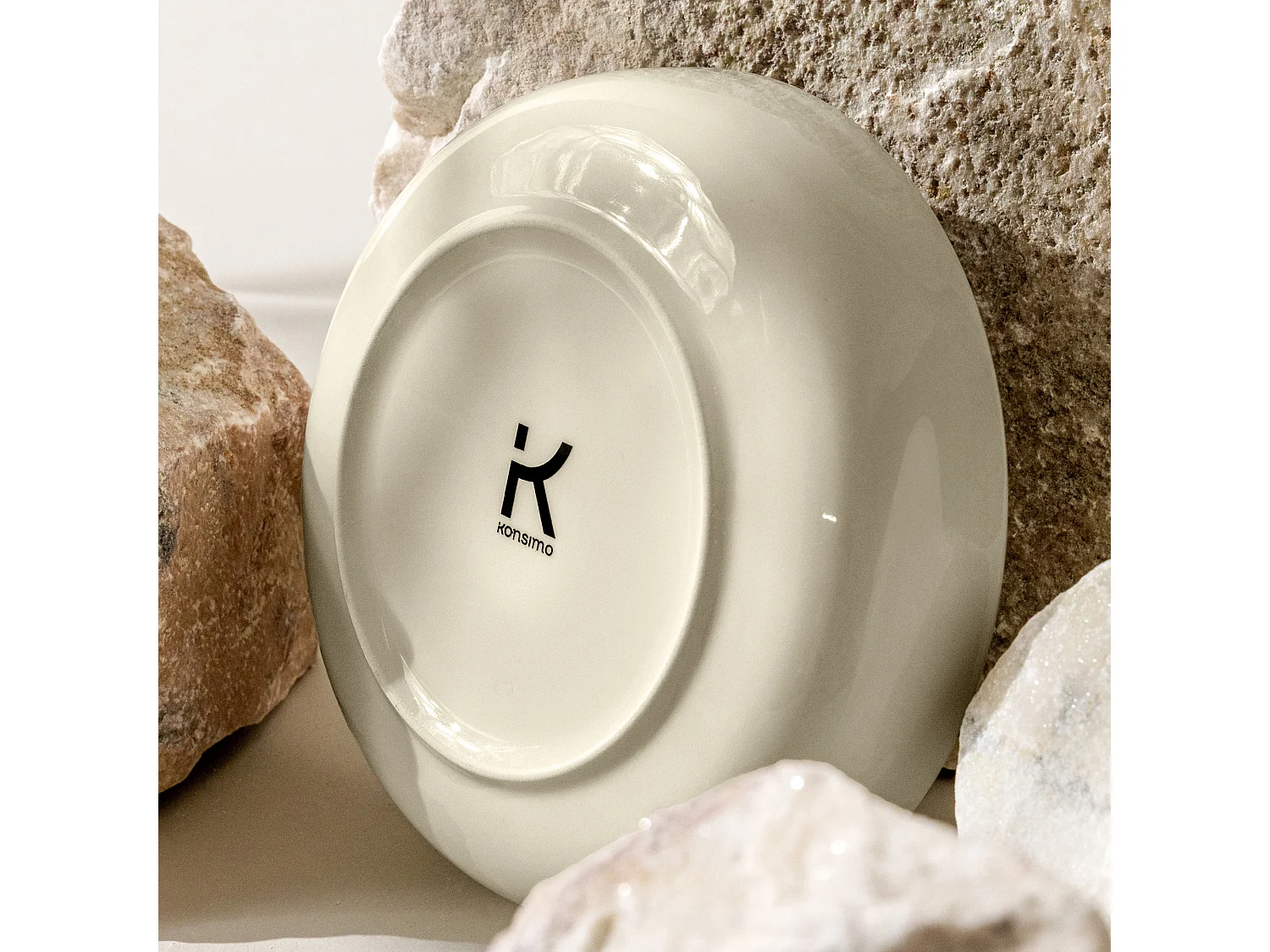 Set de assiettes creuses - 6 personnes 6 pièces - Beige Brillant - VICTO