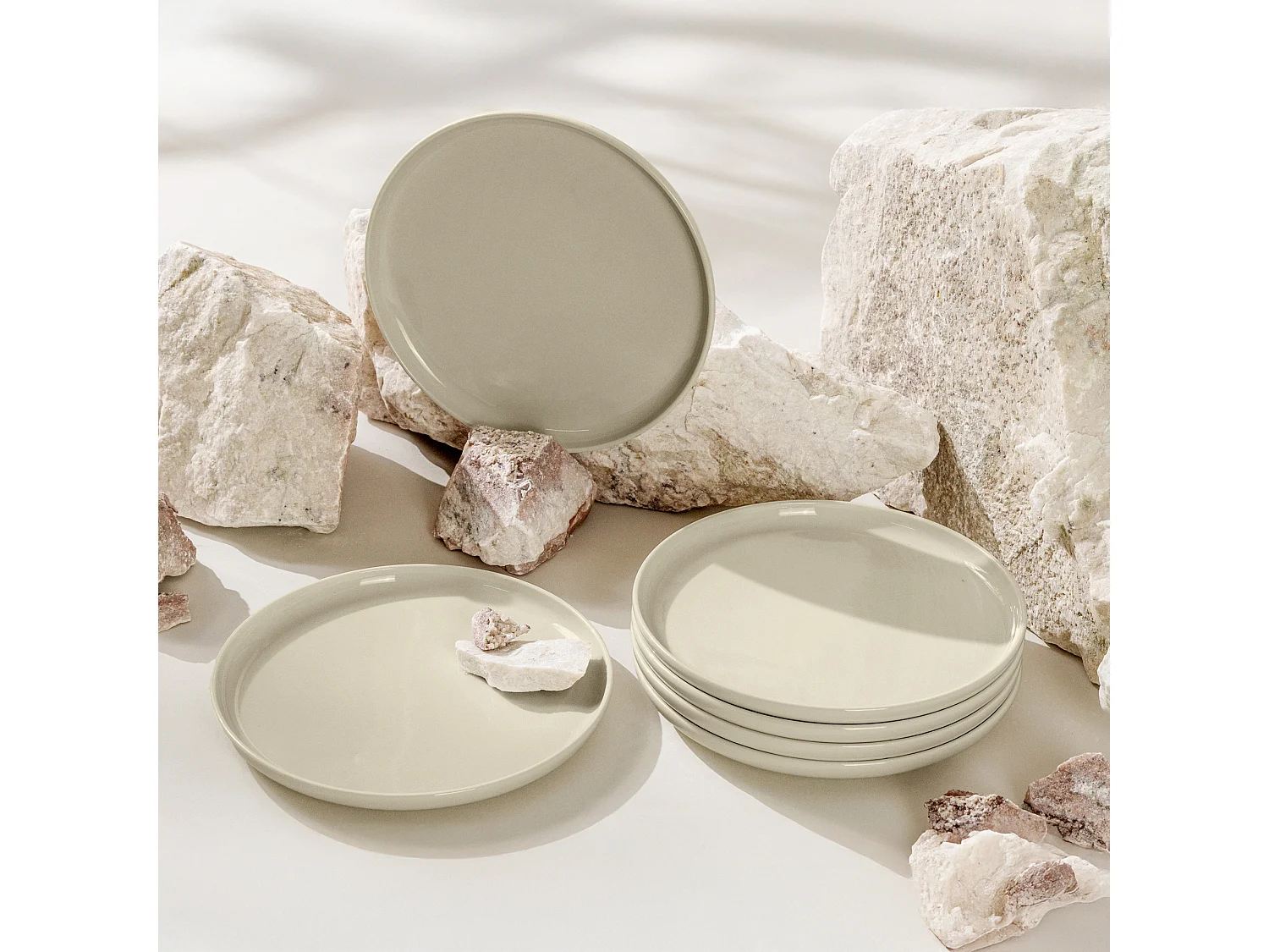 Set de assiettes à dessert 6 personnes 6 pièces - Beige Brillant - VICTO