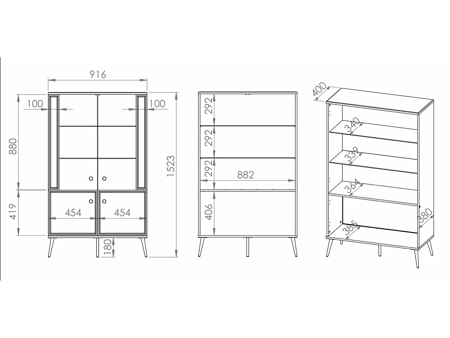 Vitrine - 4-türig - Weiß - DARRBY