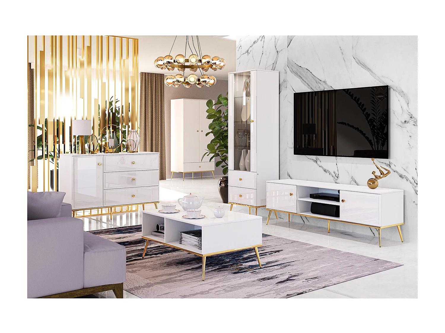 Vitrine - 1-türig - Weiß - DARRBY