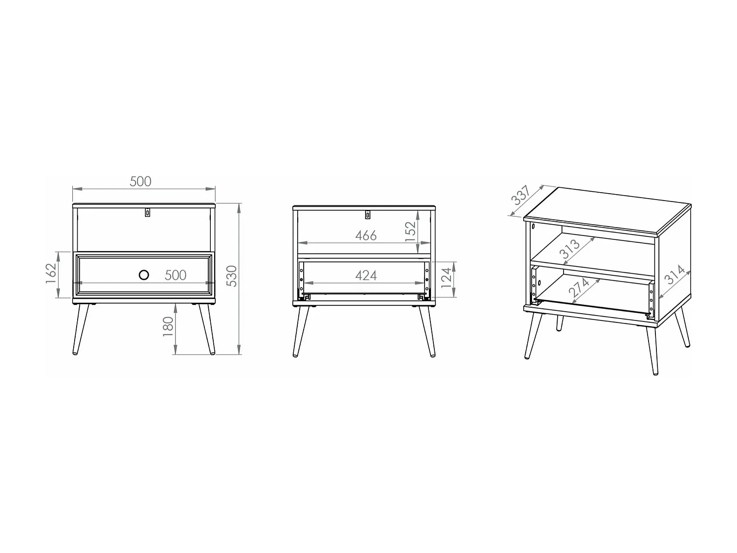 Comodino con cassetto - 50 cm - bianco - DARRBY