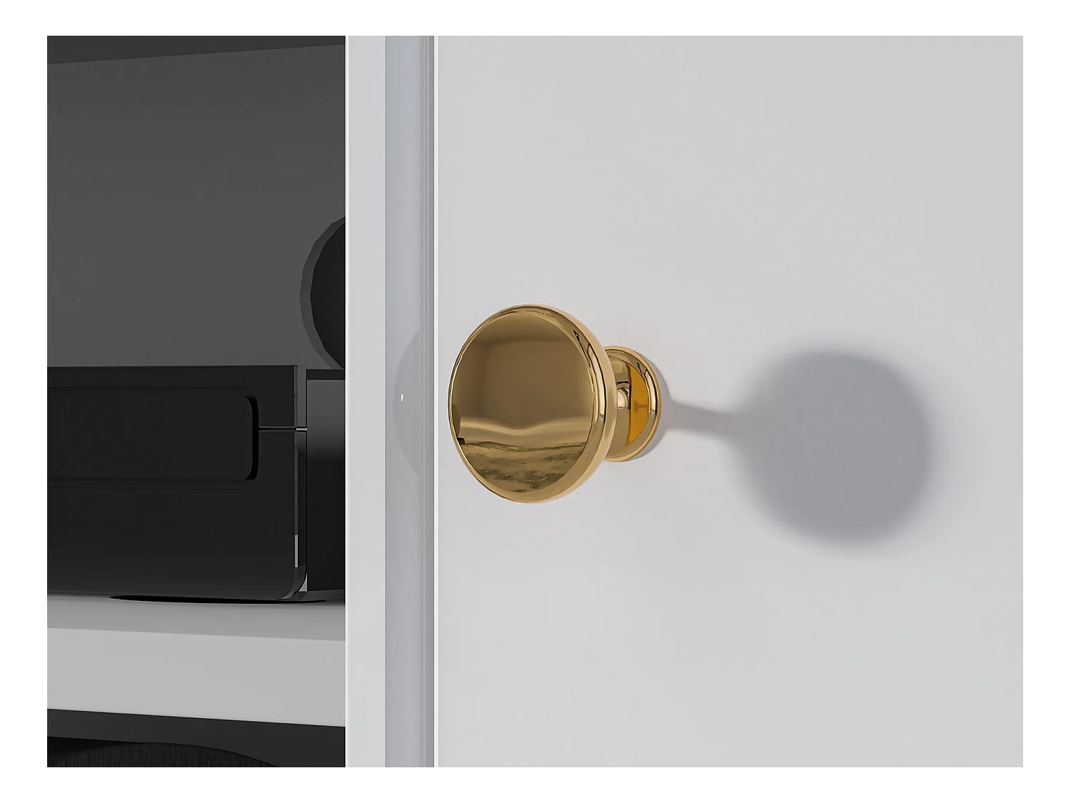 TV-Lowboard - Weiß Matt / Hochglanz - goldene Beine - 160 cm - DARRBY