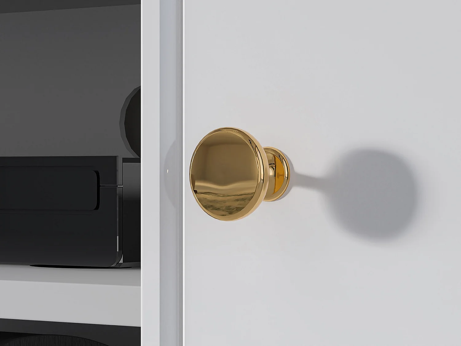 Meuble TV - 160 cm - avec pieds dorés - blanc - DARRBY