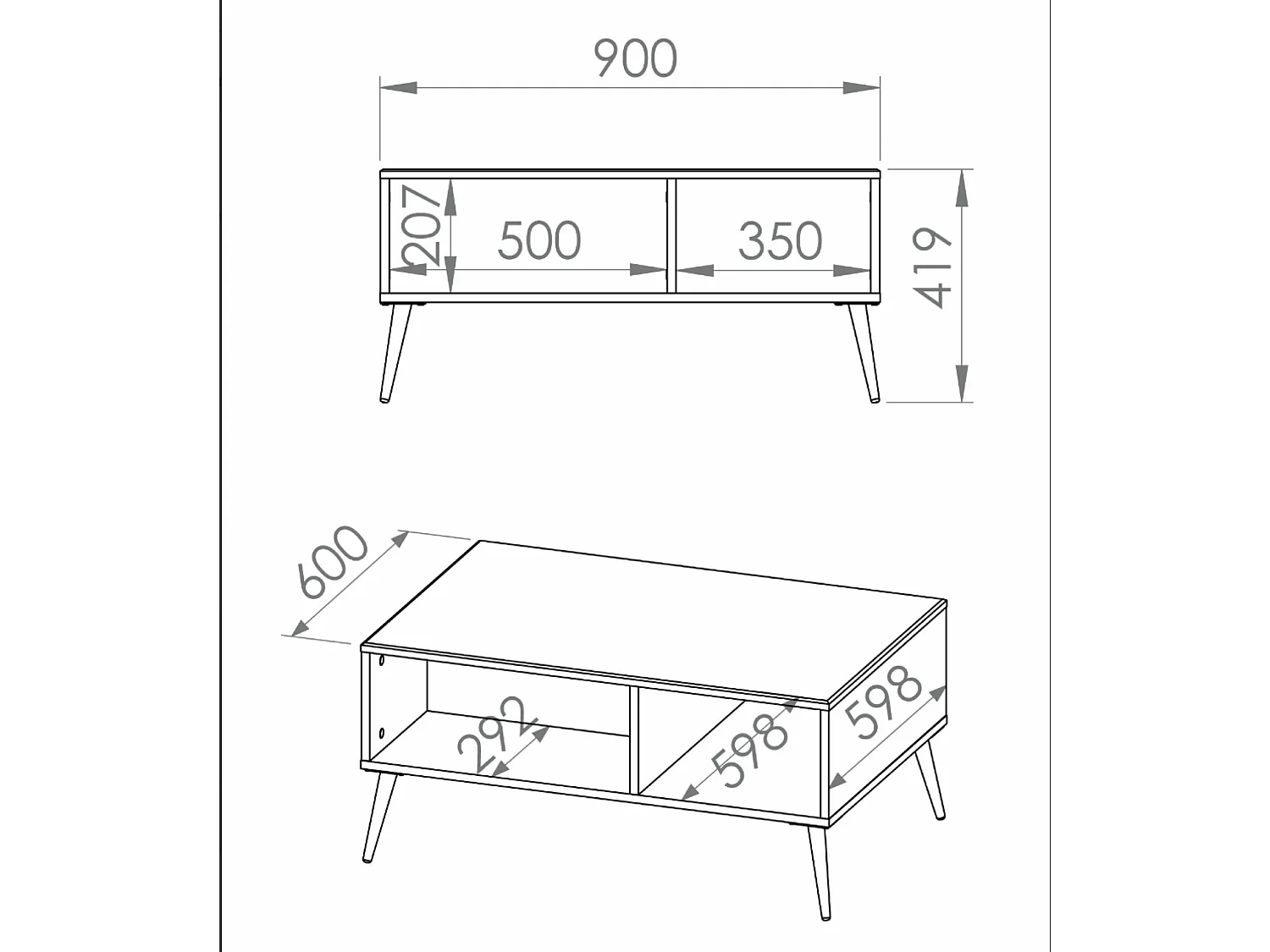 Table basse - 90x60 cm - blanc avec pieds dorés- DARRBY