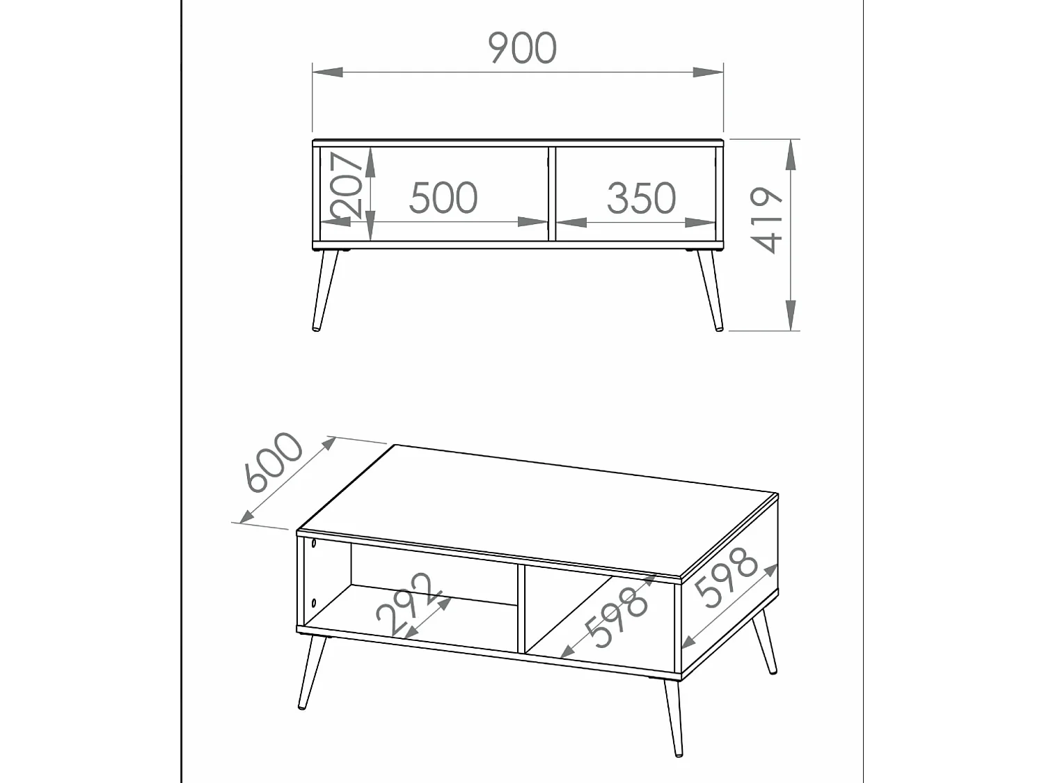 Table basse - 90x60 cm - blanc avec pieds dorés- DARRBY