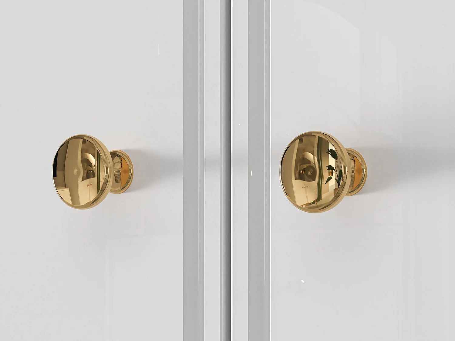 Buffet - 160 cm - 2 portes - blanc mat / brillant, pieds dorés - DARRBY