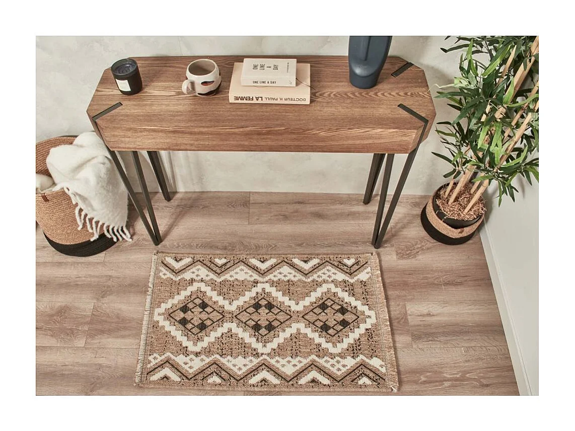 Tapis intérieur extérieur aspect jute noire Tijuana 9054 180 x 67 cm