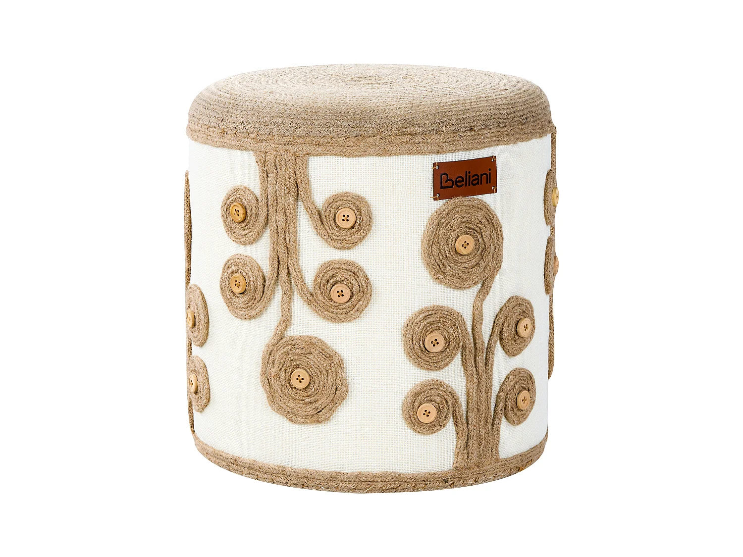 Pouf DIMAN Jute Blanc 40 cm 40 cm 40 cm