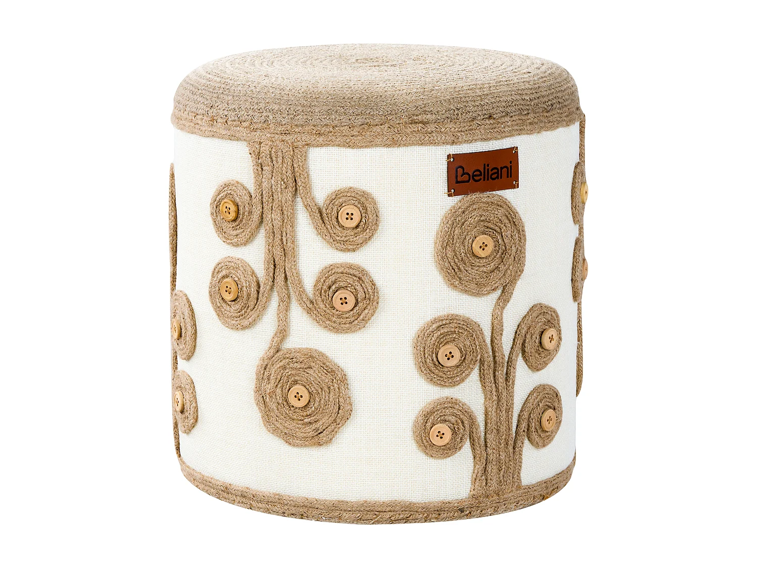 Pouf DIMAN Jute Weiss 40 cm 40 cm 40 cm