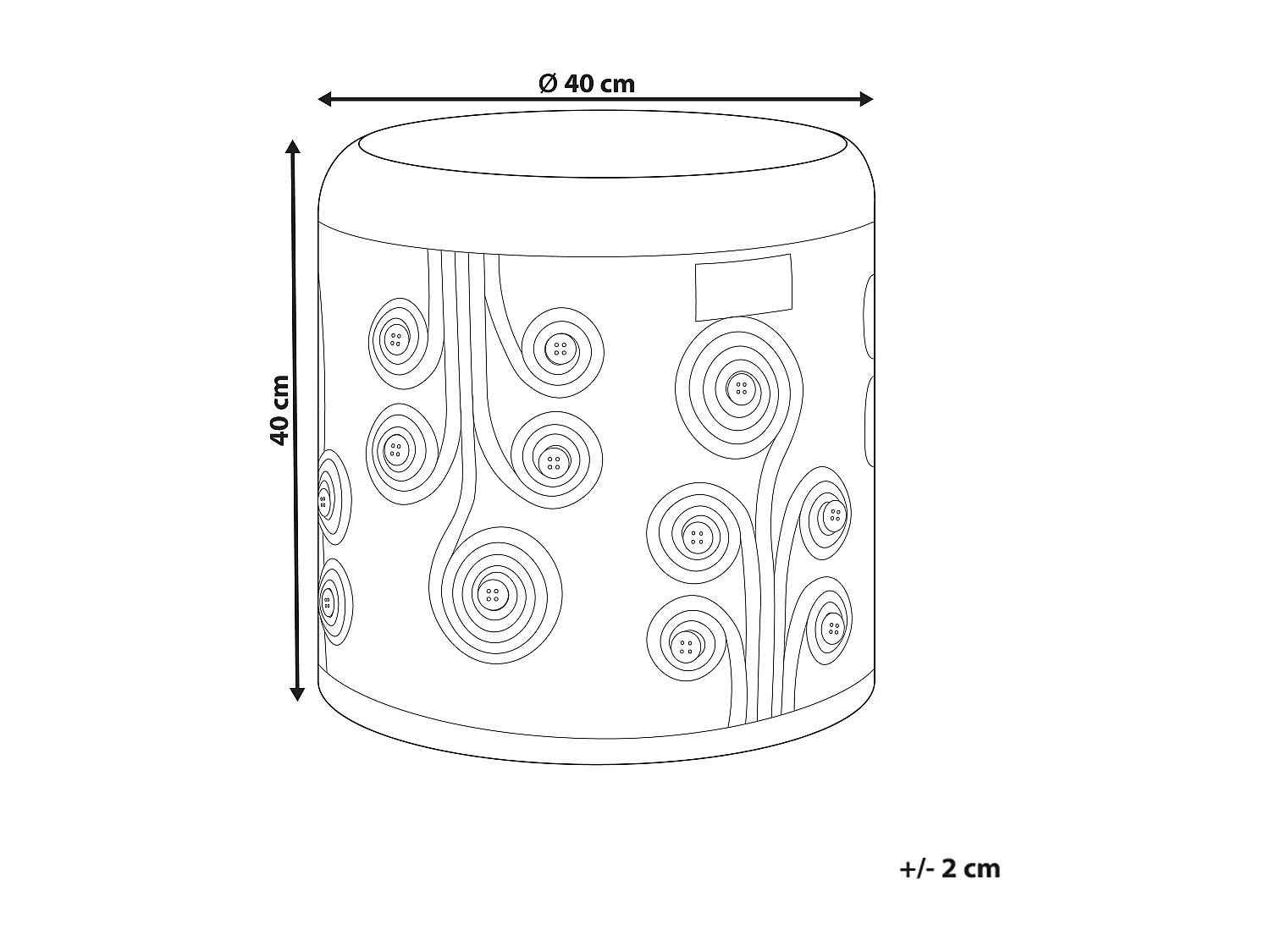 Pouf DIMAN Jute Weiss 40 cm 40 cm 40 cm
