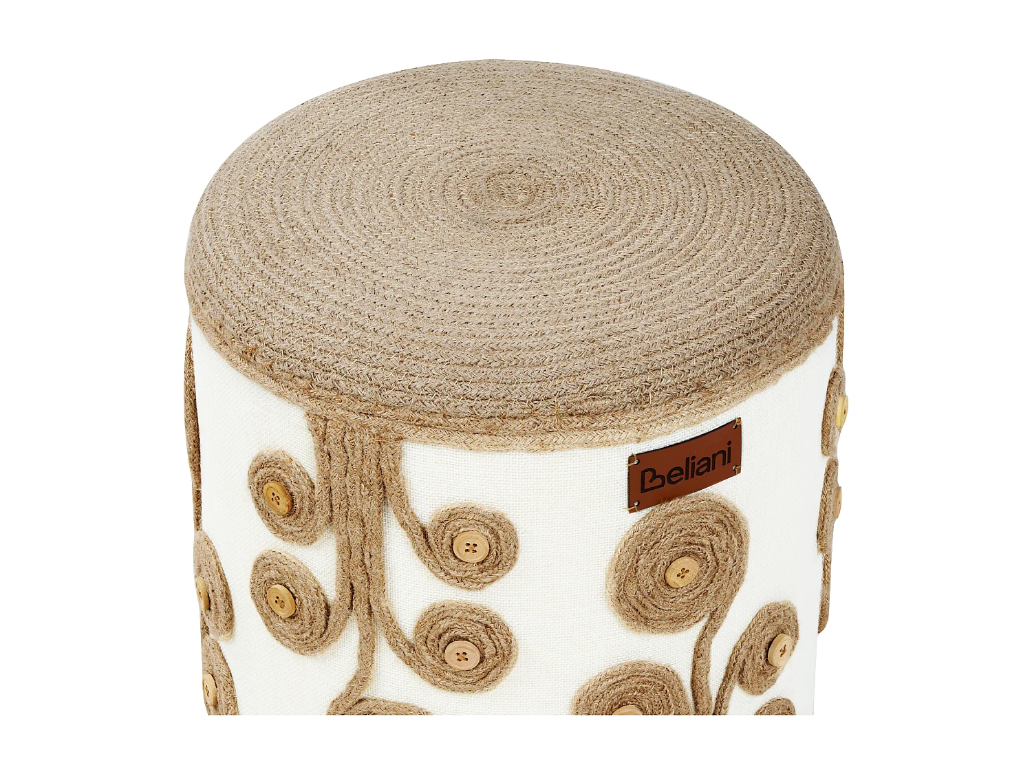 Pouf DIMAN Jute Weiss 40 cm 40 cm 40 cm