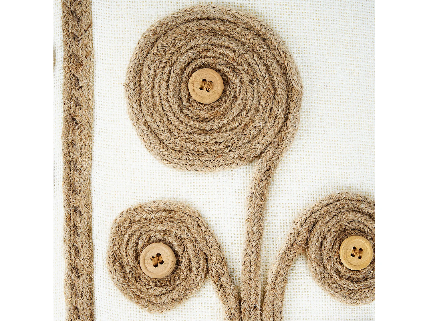 Pouf DIMAN Jute Weiss 40 cm 40 cm 40 cm