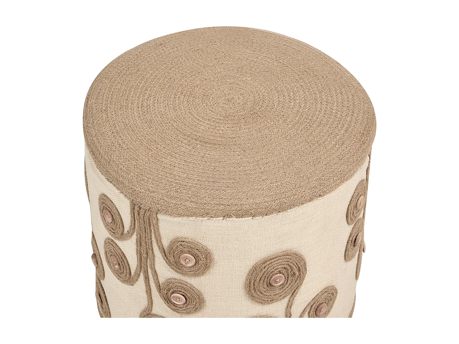 Pouf DIMAN Jute Weiss 40 cm 40 cm 40 cm