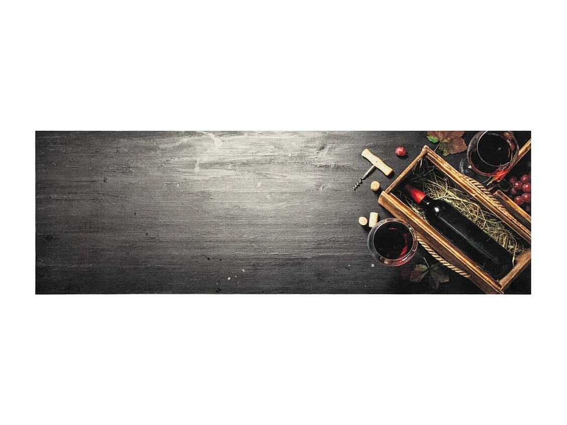Tapis de cuisine lavable bouteille de vin 60x180 cm velours