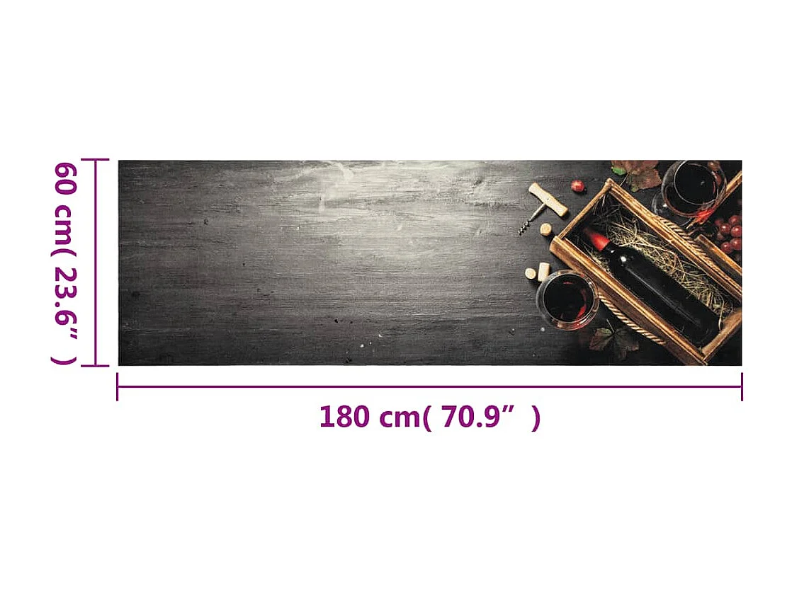 Tapis de cuisine lavable bouteille de vin 60x180 cm velours