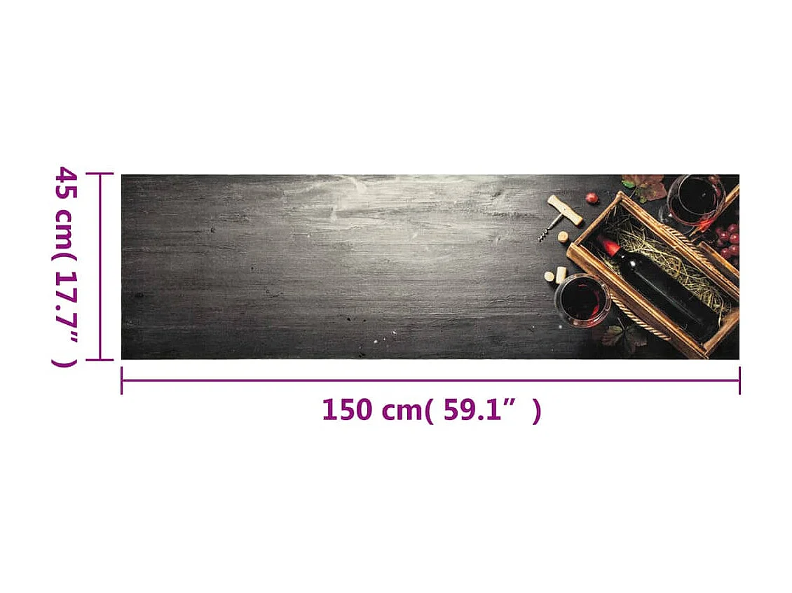 Tappeto da cucina lavabile bottiglia di vino 45x150 cm in velluto